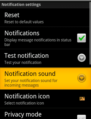 Notification sound selection