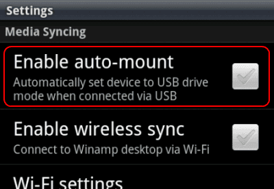 Winamp auto-mount setting Winamp auto-mount setting