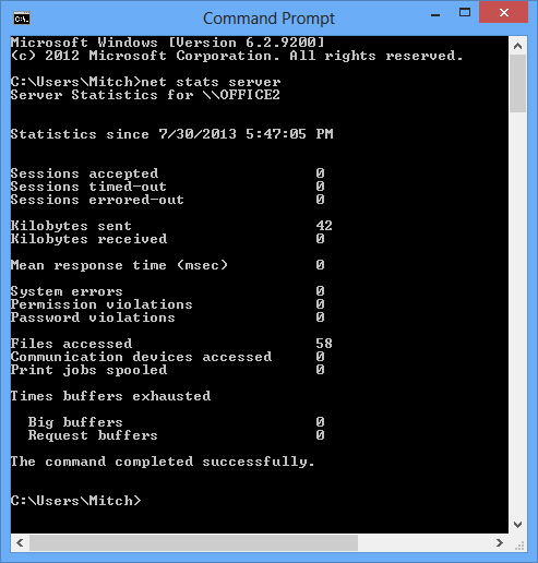 Stats output on command line