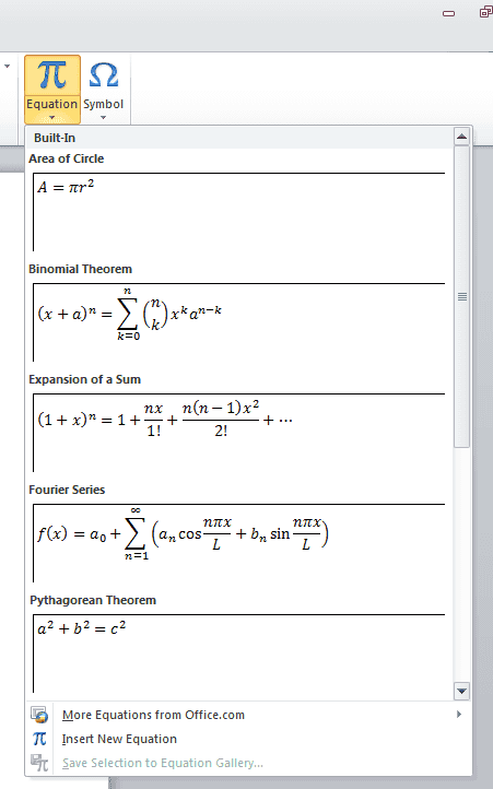 equation editor word