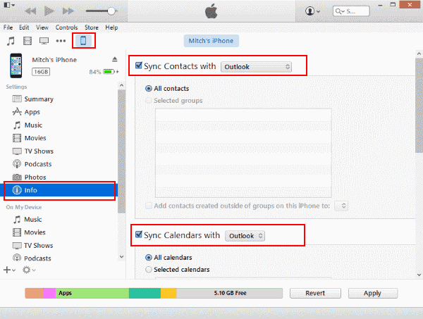 Part 1: How to Export Contacts to Outlook with iTunes