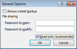 excel author read only