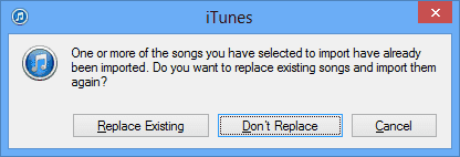 iTunes Prompt to Replace
