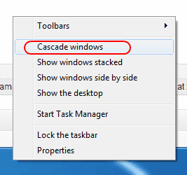 Win7 Cascade windows option
