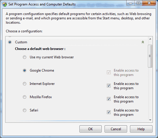 Win7 default web browser setting