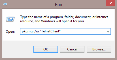 Install Telnet Client command