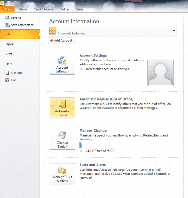 MS Outlook: Set Out of Office Message
