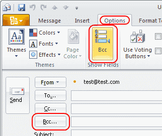 Outlook 2010: BCC field enable setting