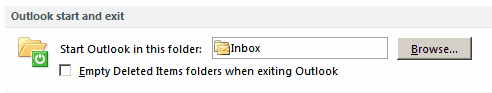 Outlook 2010 startup folder option