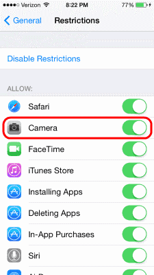 iOS Camera Restriction