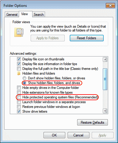 how to view hidden files in windows 98