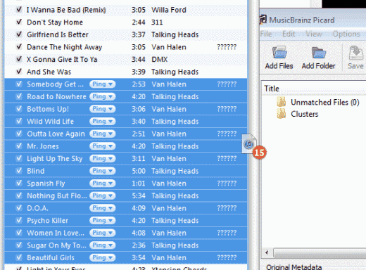 Dragging songs from iTunes to MusicBrainz