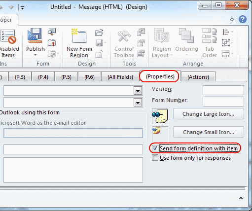 Outlook 2010 reply to all send form definition with item