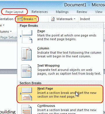 can you change layout of one page in word