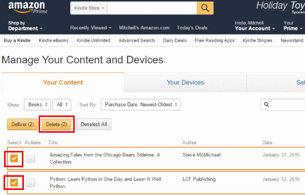 Delete Amazon Books Cloud
