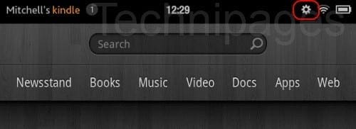 Kindle Fire settings gear icon