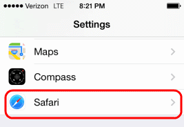 iOS Safari Settings option