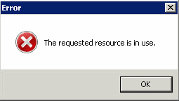 The requested resources is in use error
