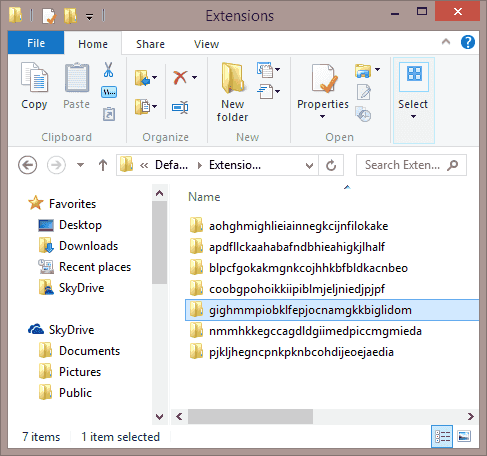 Chrome Extensions folder