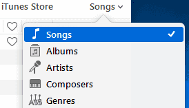 iTunes Songs selection