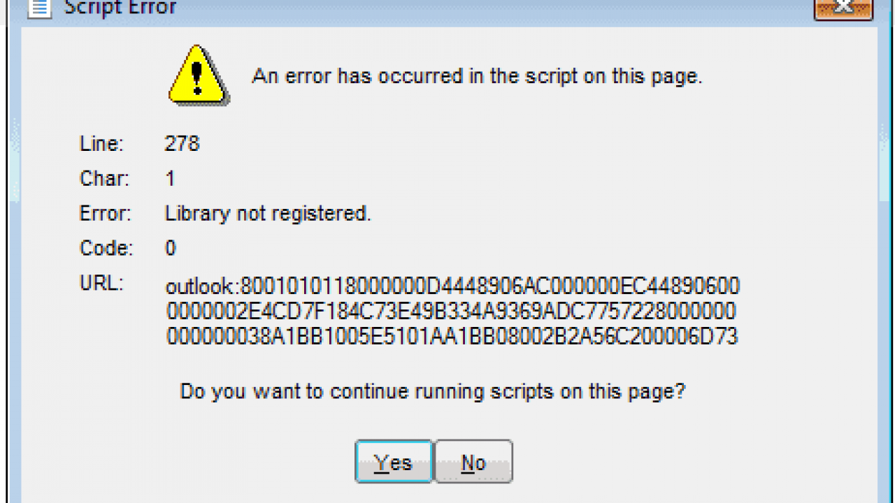 Ошибка script error. Outlook Error. Ошибка 278. Ошибка сценария при установке java.