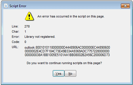 Outlook 2013 Script Error
