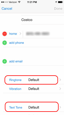 iOS Contact Ringtone