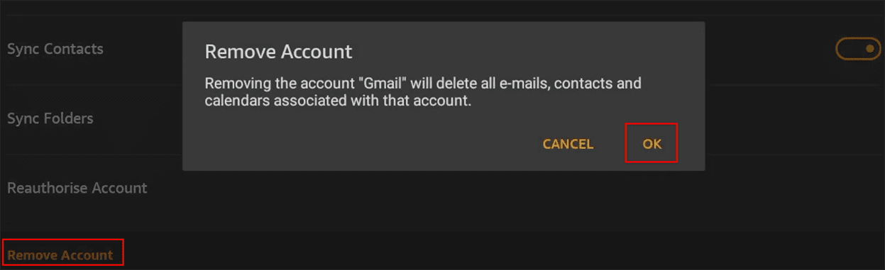 Remove emails from Amazon Fire Email app