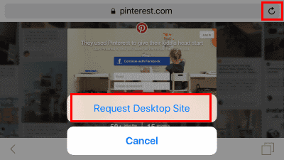 iOS9 Pinterest Desktop Site