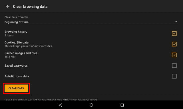 Learn how to clear cache, browsing history, and cookies in Amazon Fire on FireOS Settings
