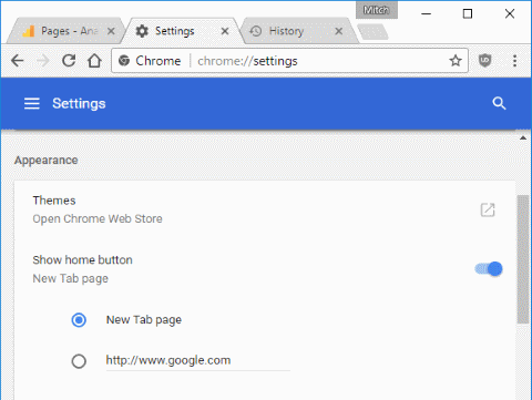 Google Chrome Enable Home Button