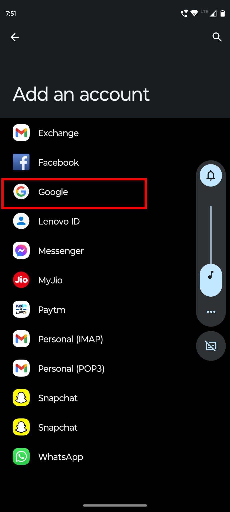 How to add an account in Android