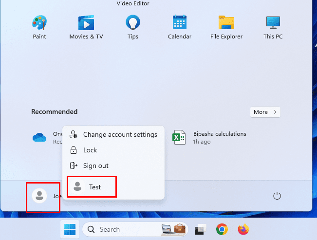 Using quick user switching on Windows 11
