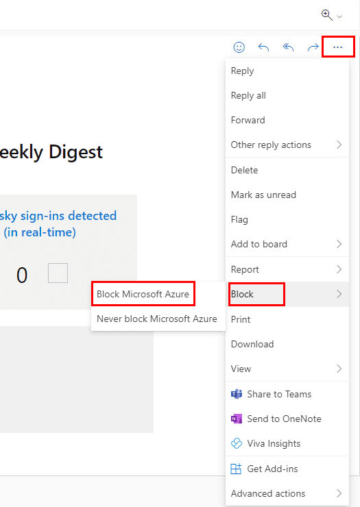How to block select emails on Outlook web