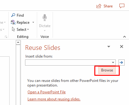 powerpoint 365 insert slide from another presentation