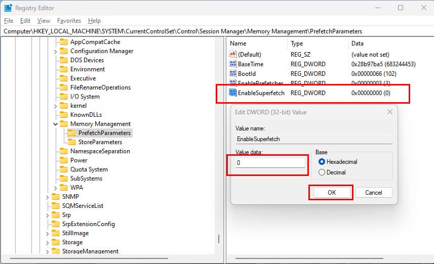 How to Enable or Disable Superfetch using Registry editor tool