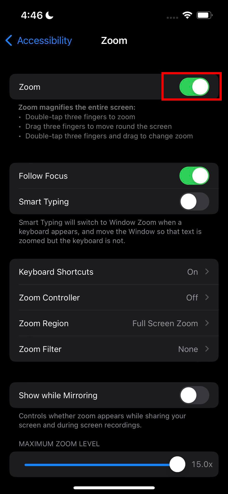 How to disable Screen Appears Too Big or Zoomed In Too Much from Settings