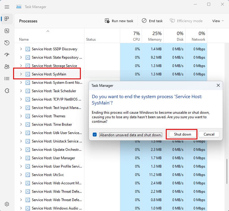 How to disable Superfetch or Prefetch or SysMain from Windows Task Manager