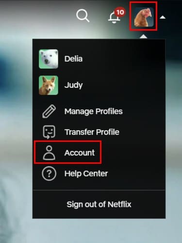 Change password for Netflix