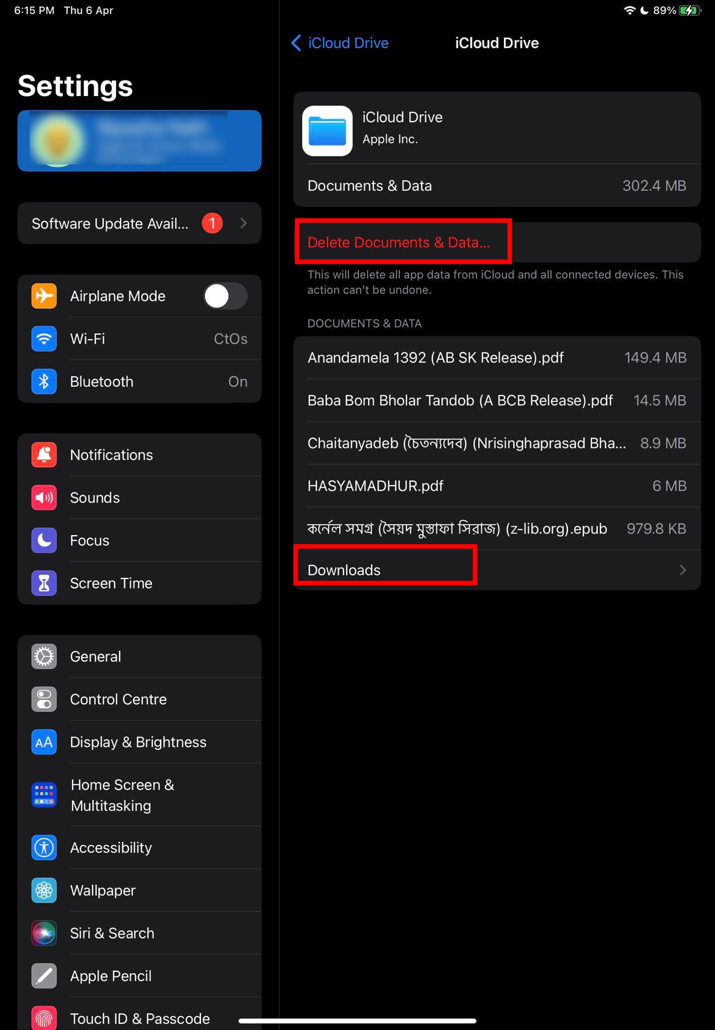 How to delete iCloud Drive app data