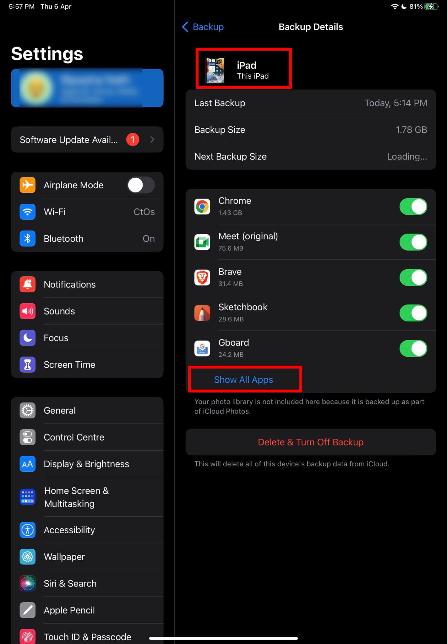 How to reveal all apps that are syncing data to iCloud storage
