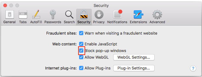 Safari popup blocker