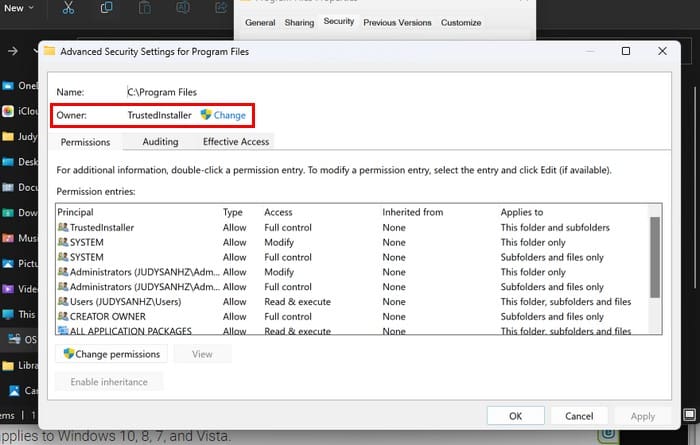 Removing ownership for TrustedInstaller Windows 11