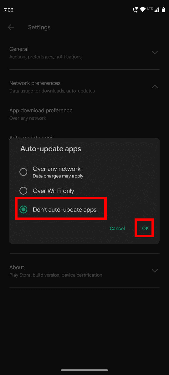 Application auto update pop up