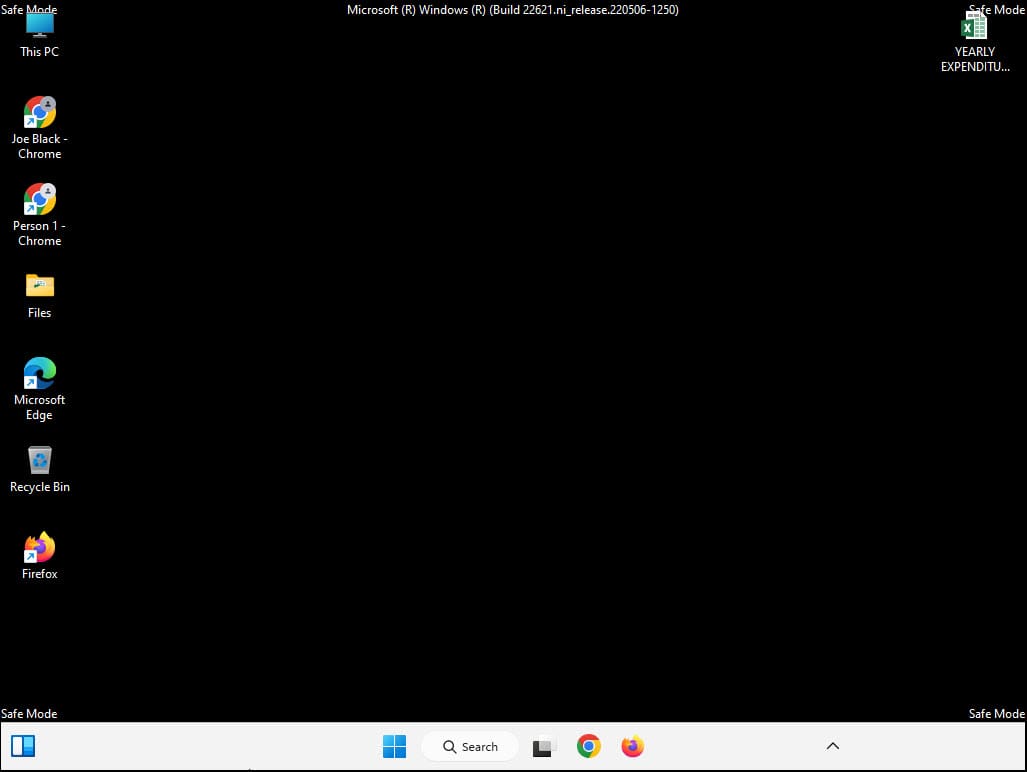 Example of Windows 11 safe mode screen