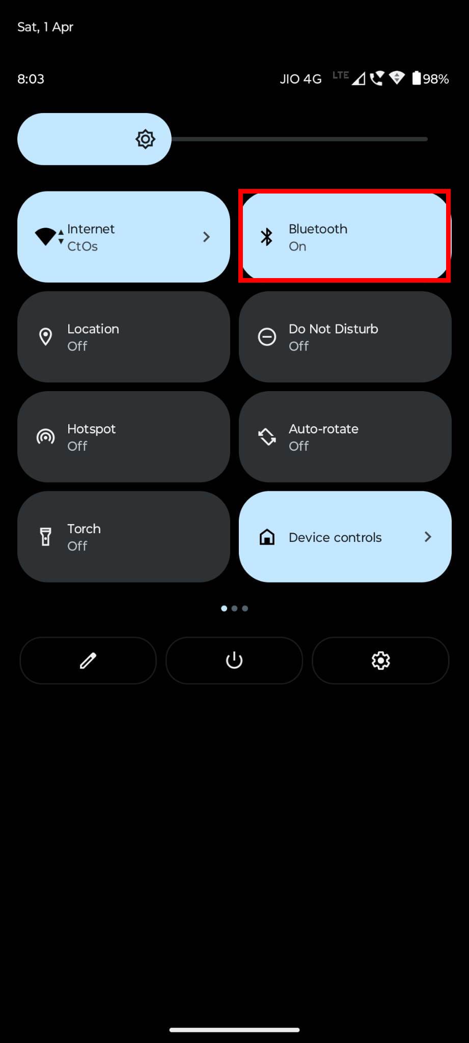 The Bluetooth quick settings on Android 12