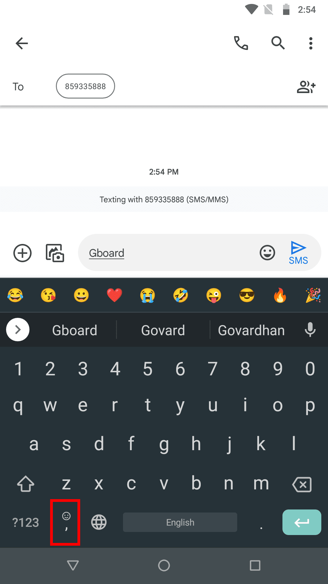 Long press the emoji key on Gboard