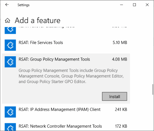 Windows 10 Install Group Policy Management Tools