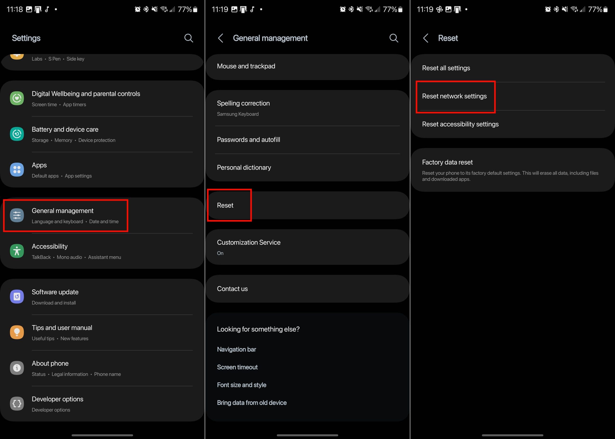 How to reset Galaxy S23 - Reset network settings