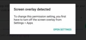 Android: Fix Screen Overlay Error